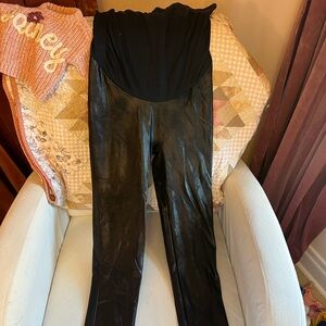Spanx maternity faux leather leggings, size XL